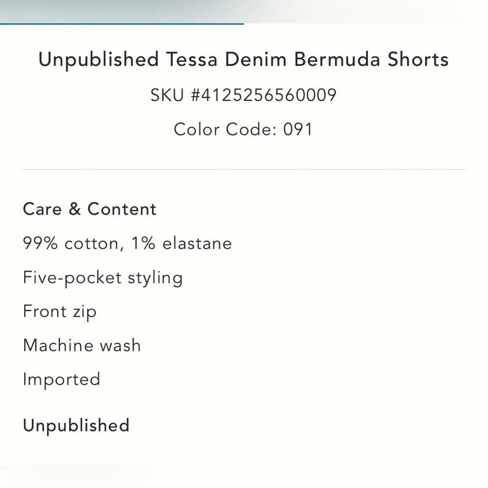 NWT new 26 Anthropologie unpublished Tessa denim Bermuda shorts jean dark - Picture 4 of 17